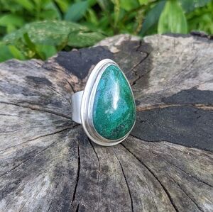 Parrot Wing Jasper Handmade Sterling Silver Ring Size 8